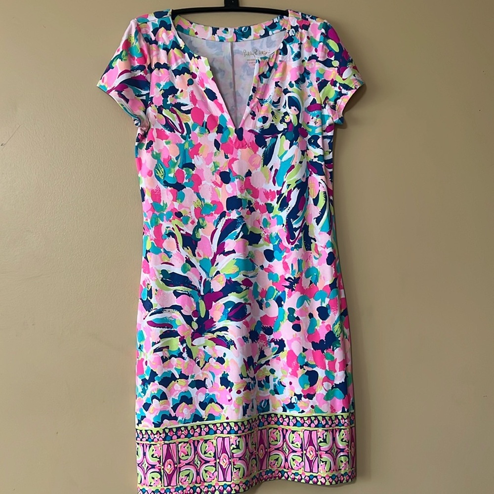 Lilly Pulitzer Size S Sophiletta Dress Pina Colada Club V Neck Dress Style 27686